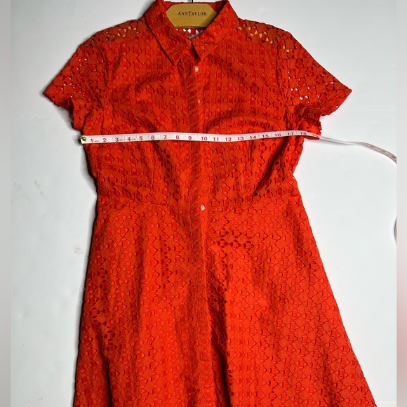 Ann Taylor Orange Eyelet A-line Flare Dress with Collar, MWT, SZ 12P - Picture 5 of 7